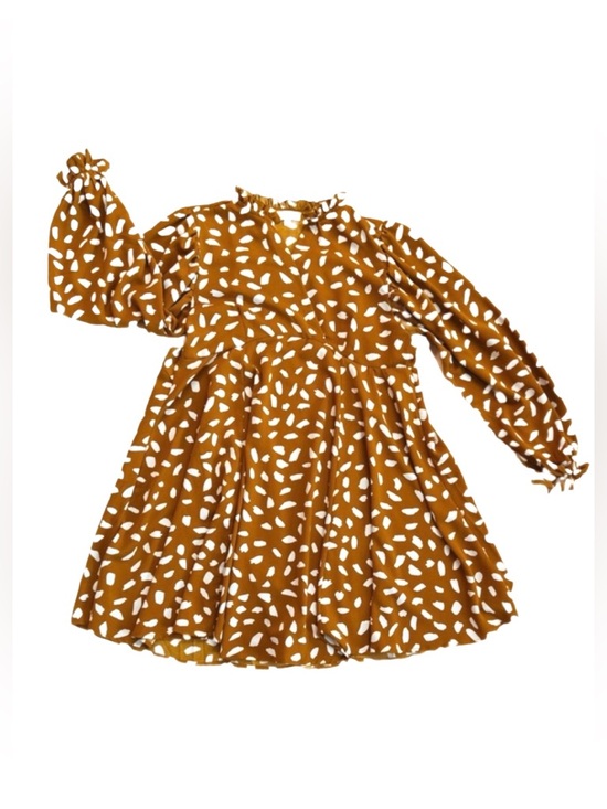 Umgee Dresses & Skirts - UMGEE ~ Muted Orange/Rust and White Loose Fit Ruffled Collar Patterned Dress